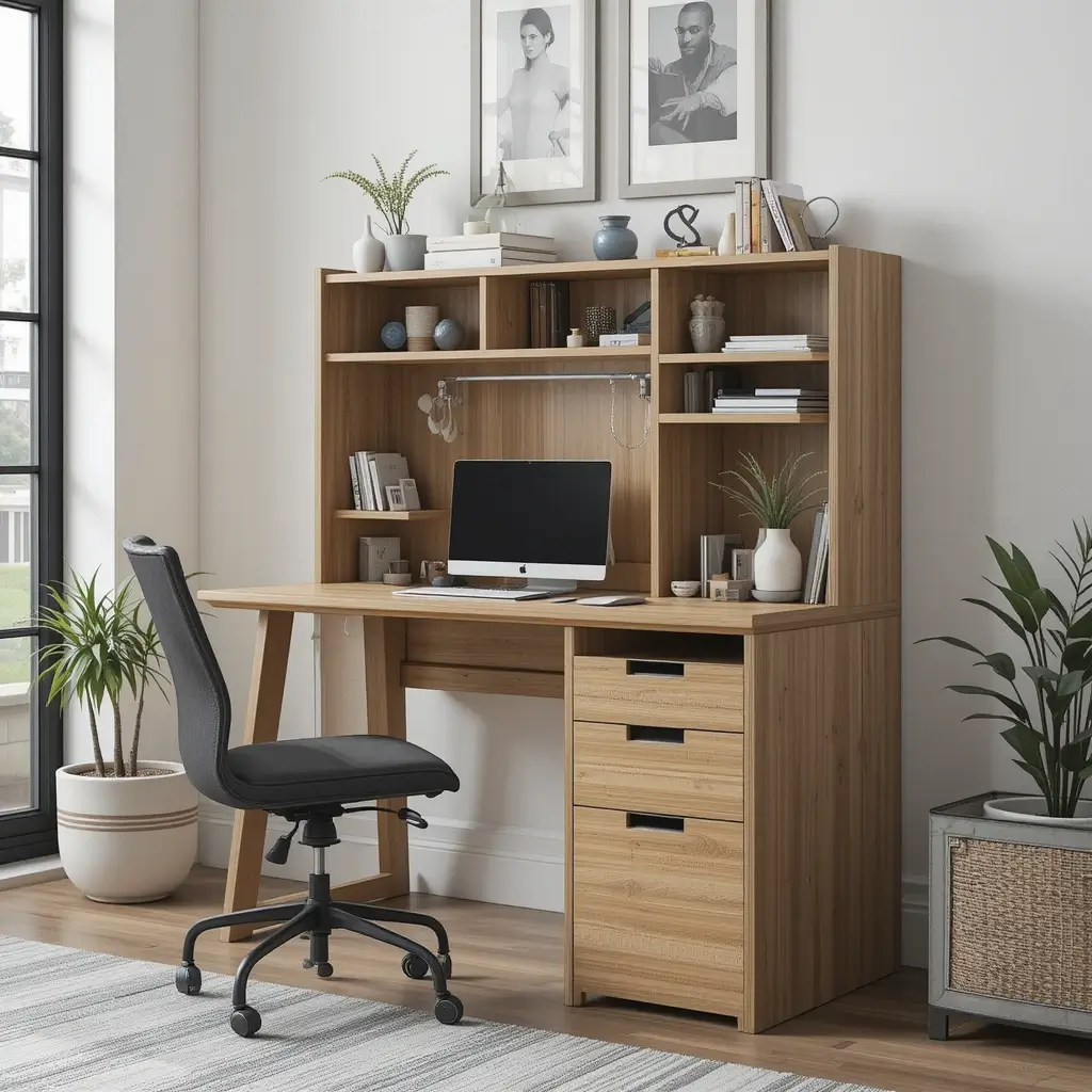 Use a Compact Desk with Built-in Storage