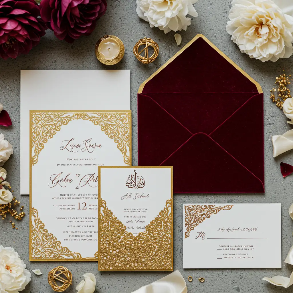 Velvet and Gold Invitation Suite