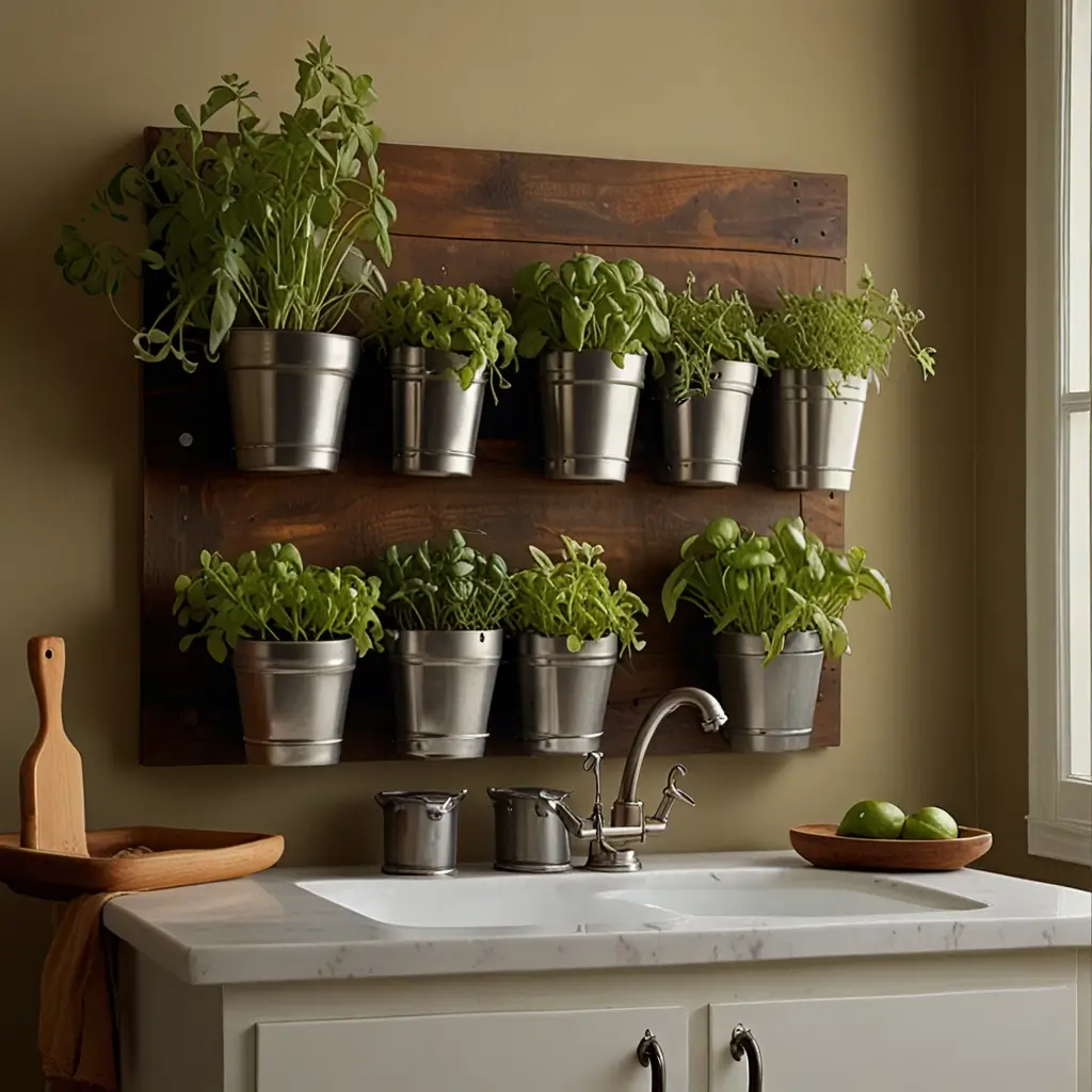 Vertical Herb Garden on the Wall