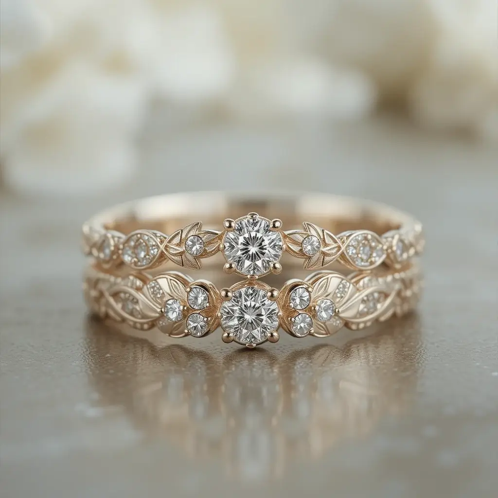 Vintage Diamond Stack with Floral Details