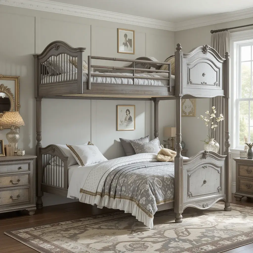 Vintage-Inspired Bunk Beds with Antique Charm