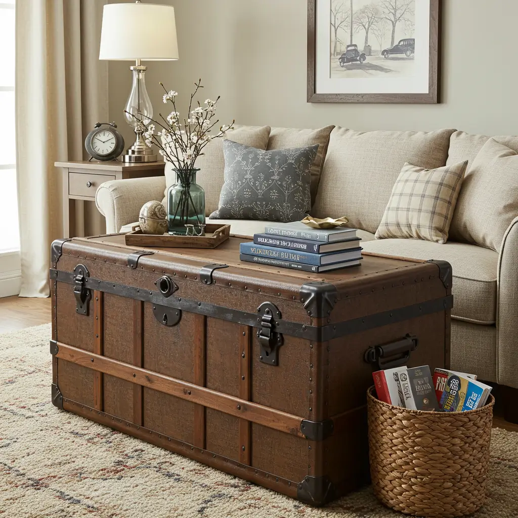 Vintage Trunk Style Sofa Table