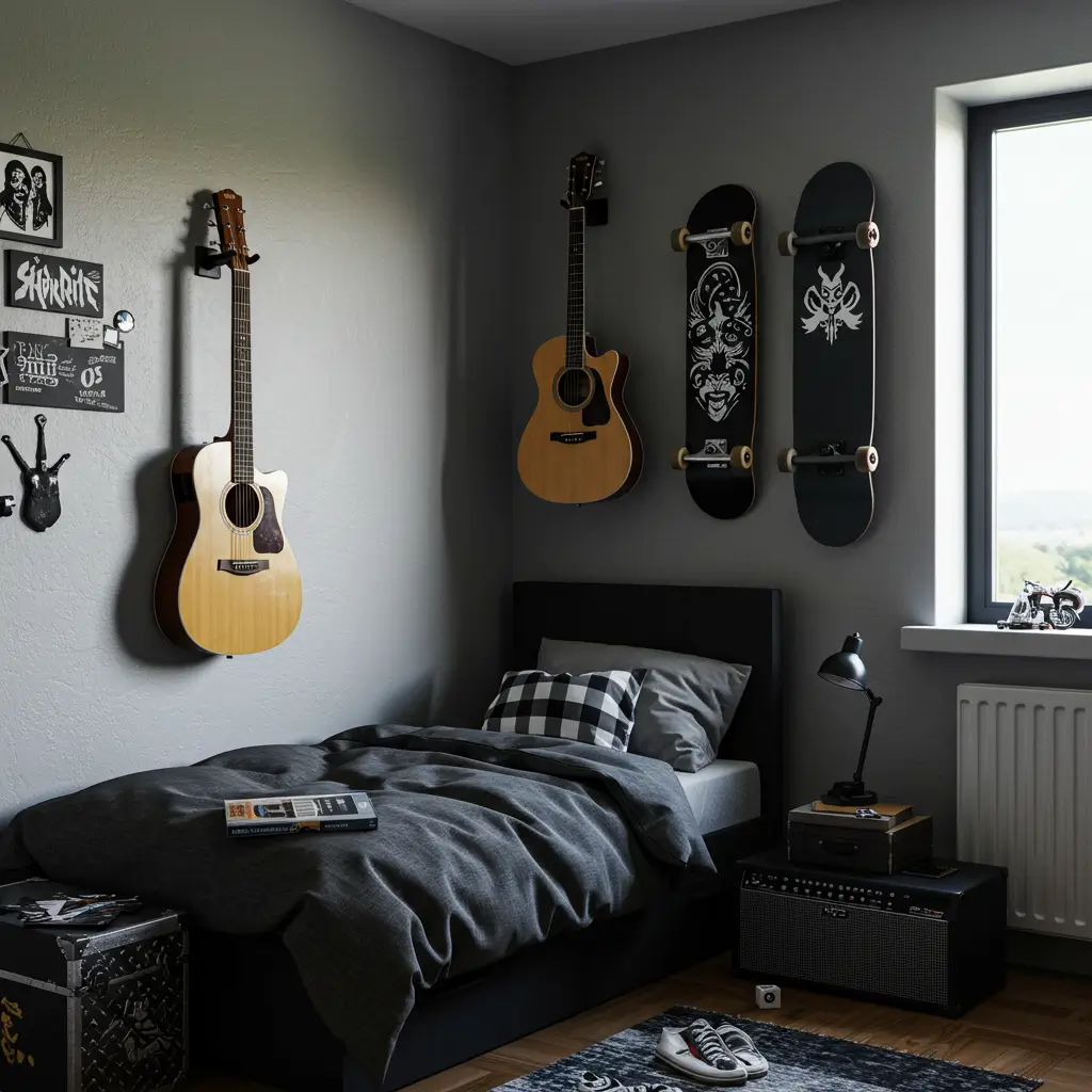 Wall-Mounted Instruments or Skateboards