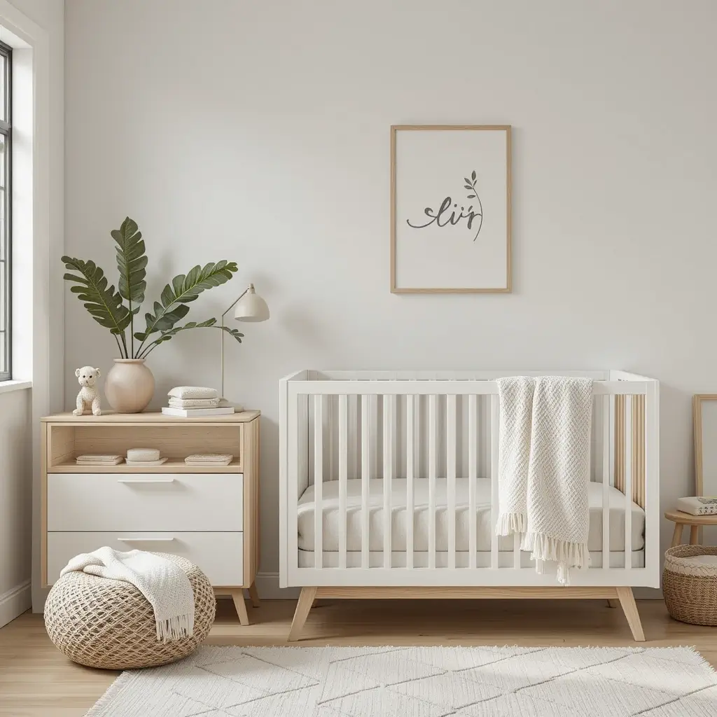 White Crib with Natural Wood