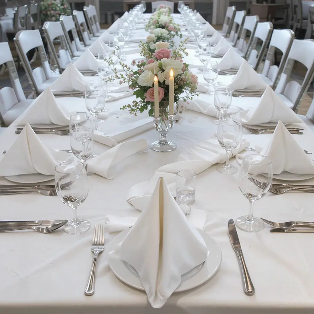 White Napkins Folded Elegantly