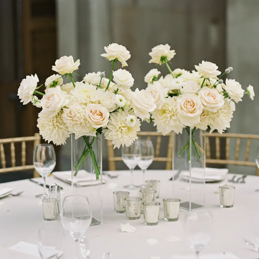 White Tulips in Low Bowls