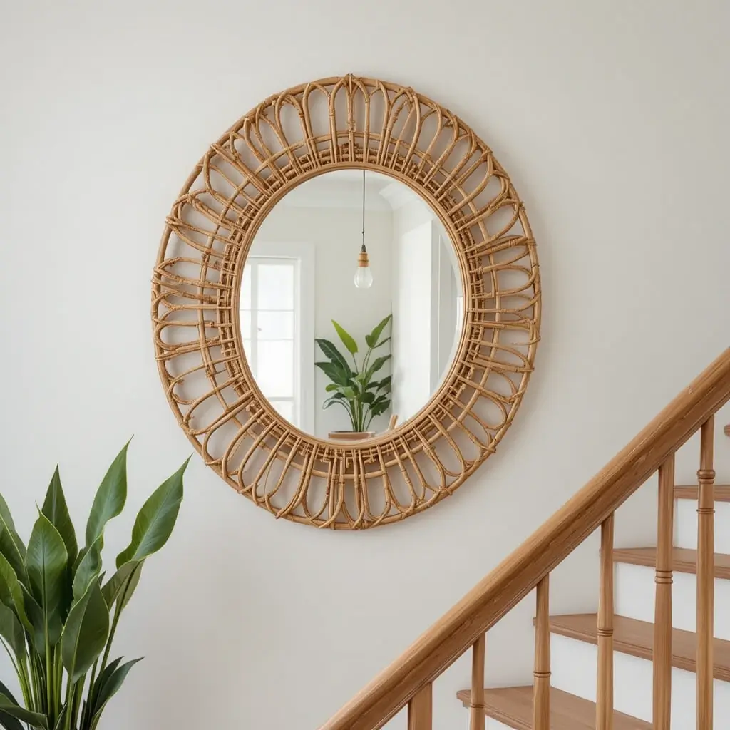 Woven Rattan Mirror for Organic Warmth