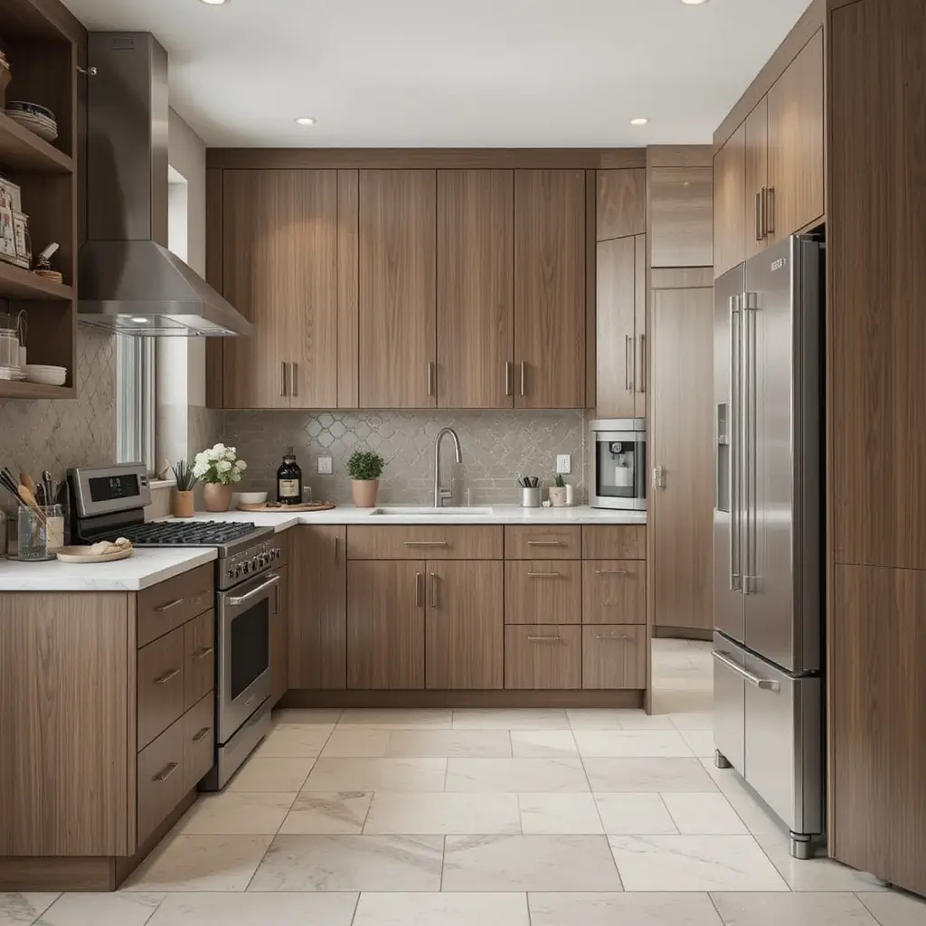 kitchen ideas for brown cabinets