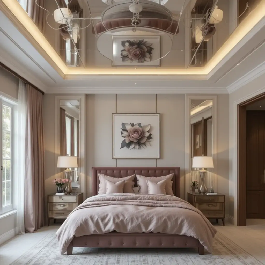 mirror on ceiling above bed