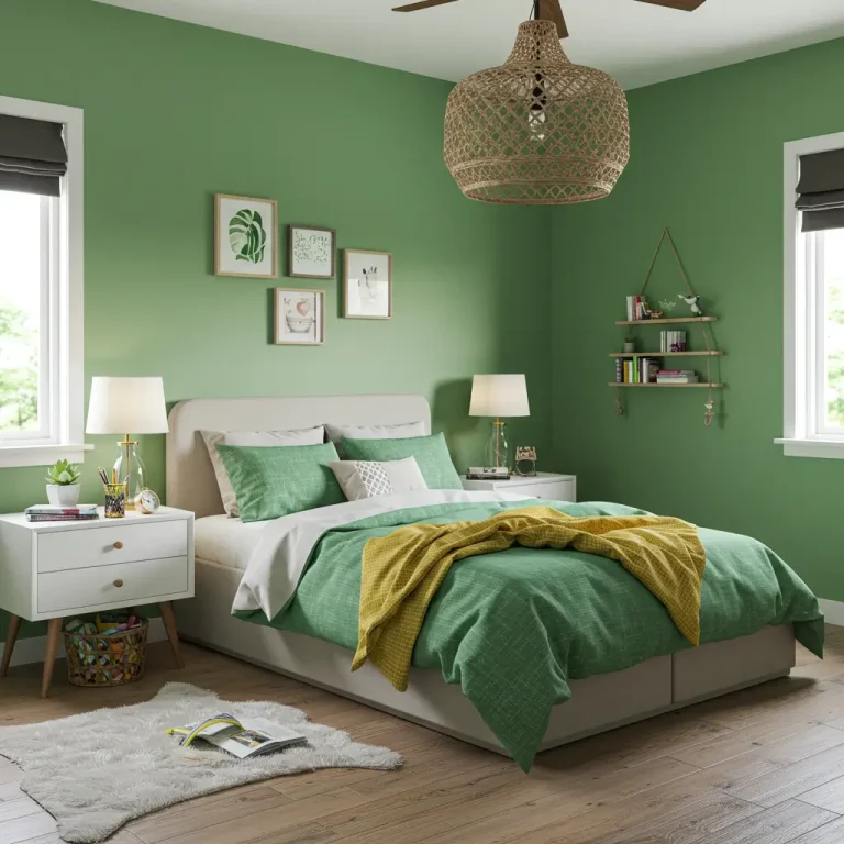 teenage bedroom green walls