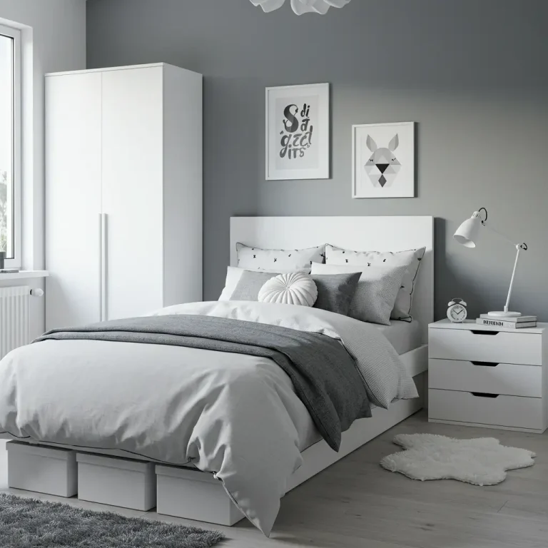 teenage bedroom grey and white