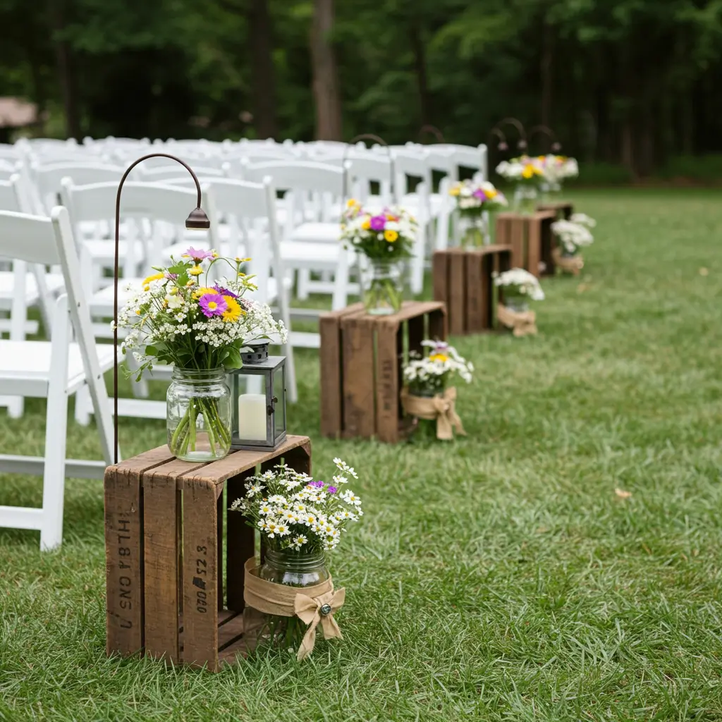 Aisle Markers with Vintage Crates