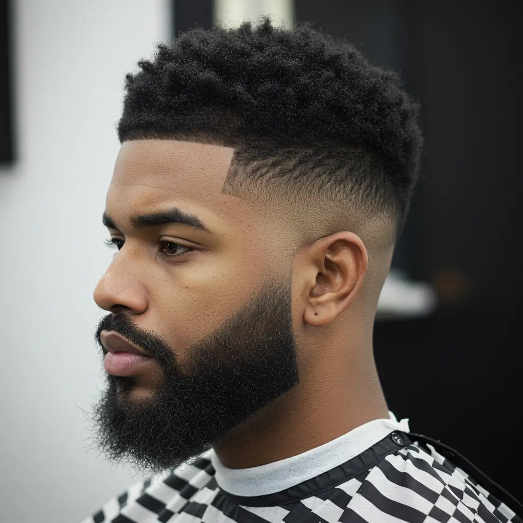 Bald Fade with Boxed Beard