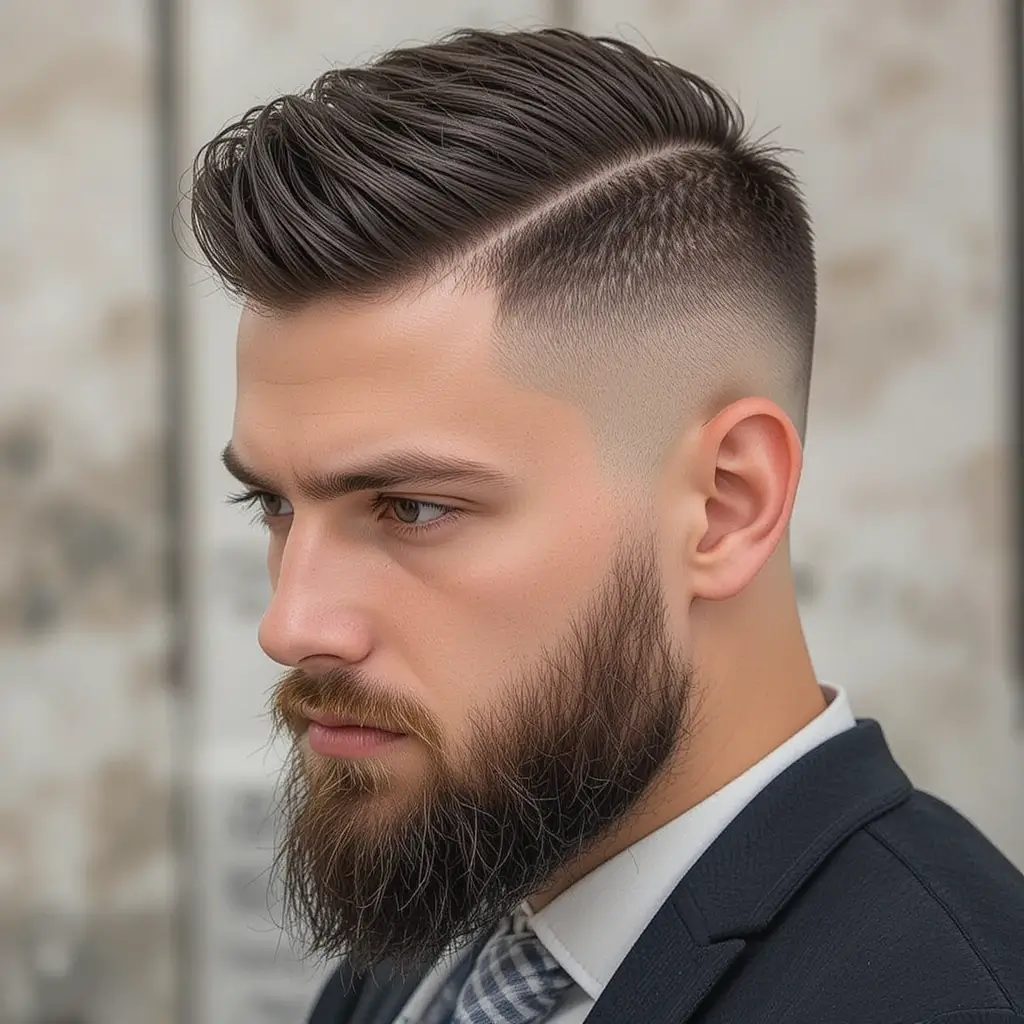 Bald Fade with Sharp Beard Lines