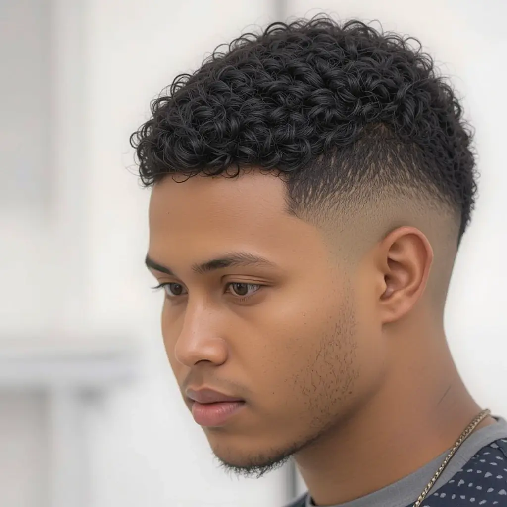 Bald Fade with Short Afro