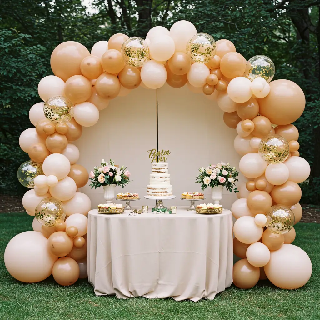 Balloon Decor on the Wedding Cake Table
