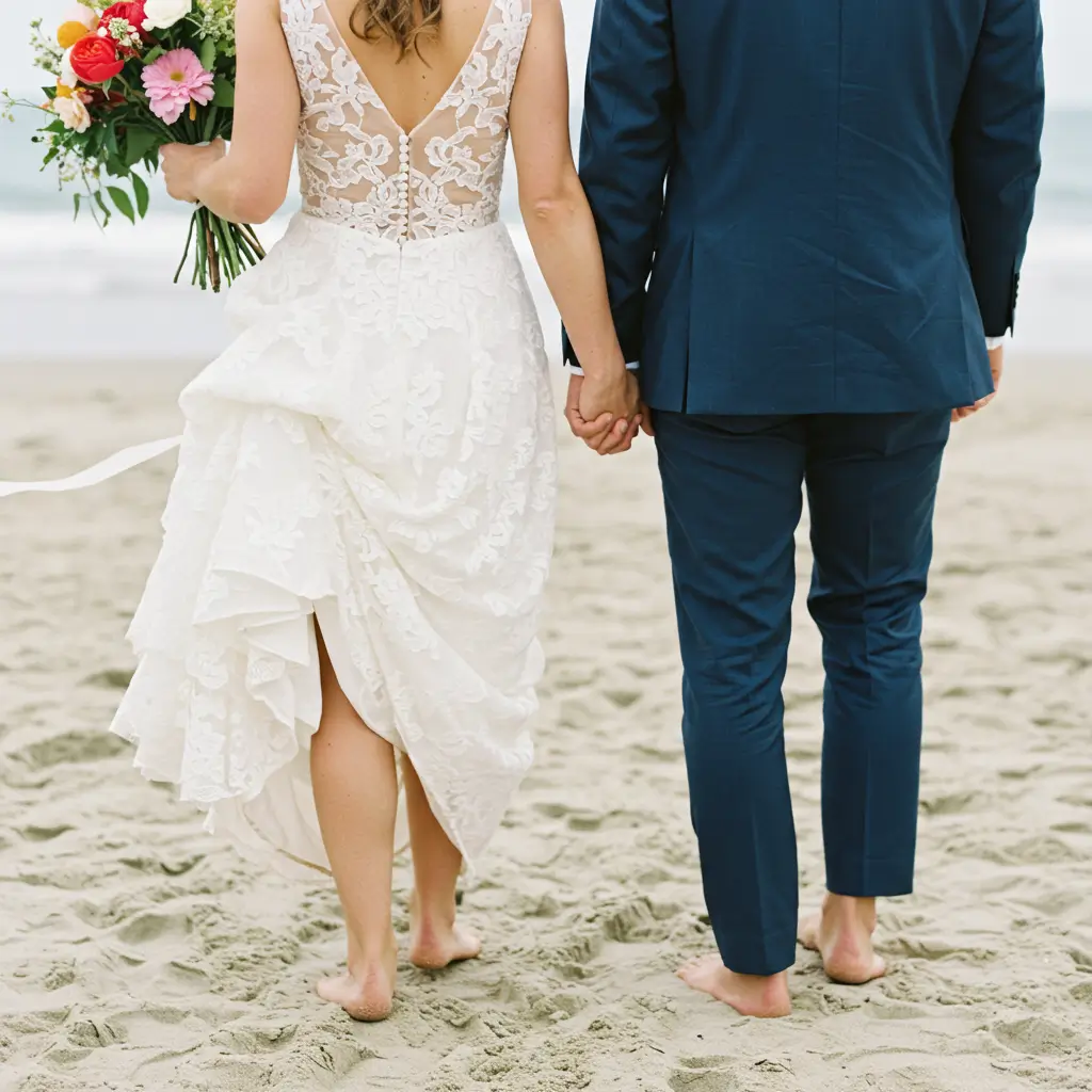 . Barefoot Bride and Groom Moment