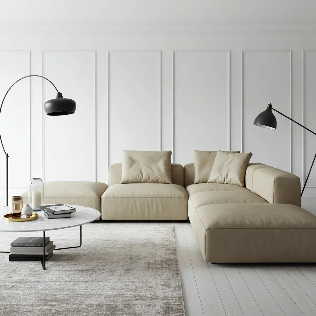 Beige Leather Modular Design