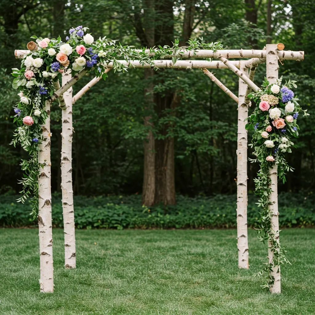 Birch Tree Frame with Hanging Florals