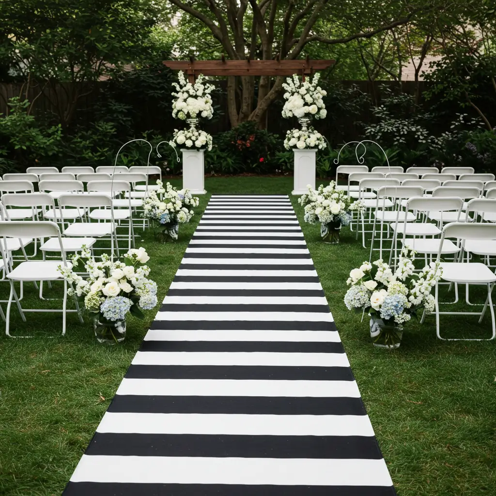 Black and White Striped Aisle Runner