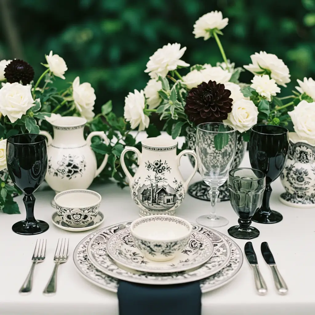 Black and White Vintage Tableware