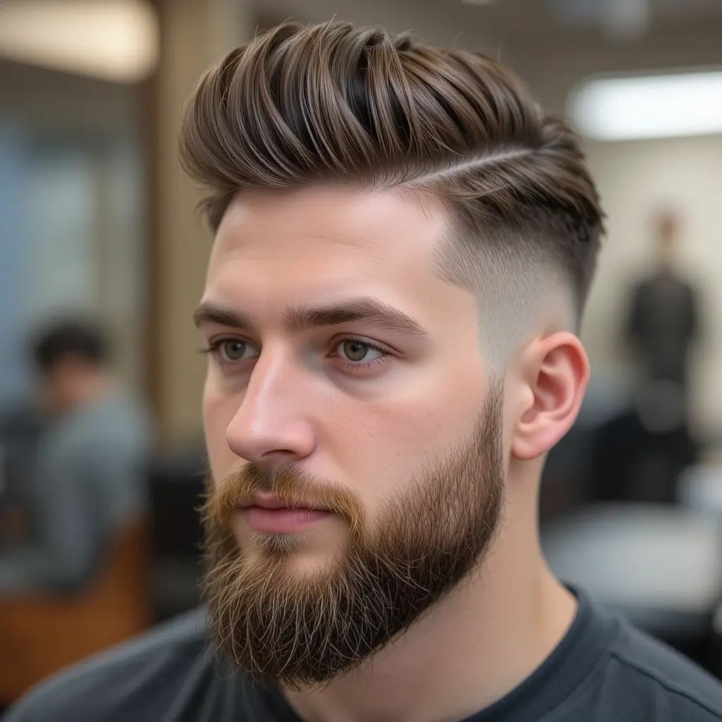 Blowout Fade with Rounded Beard