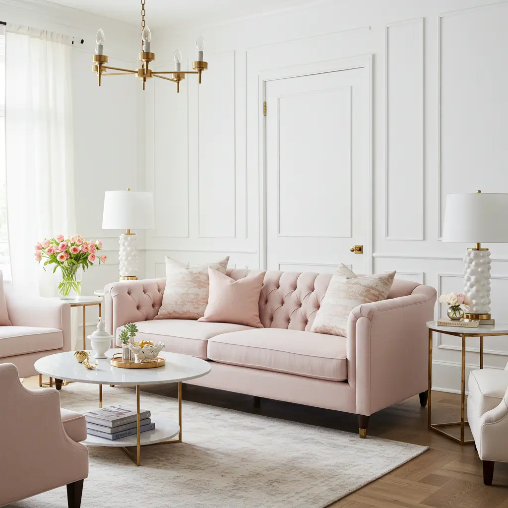 Blush-Toned Luxury Sofa