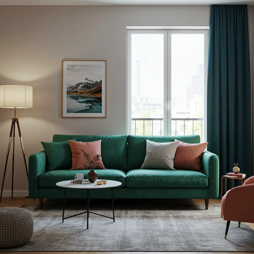 Bold-Colored Sofa as a Statement Piece