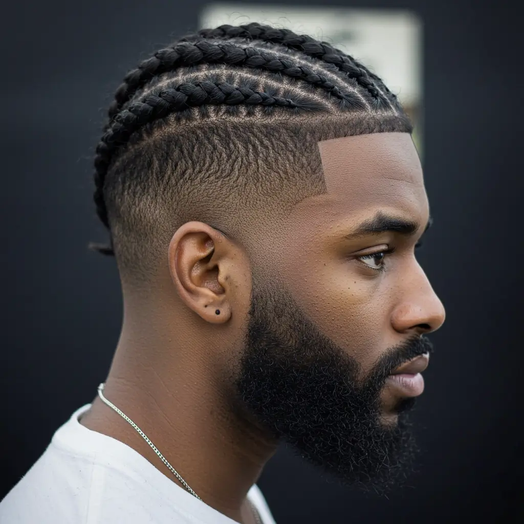 Box Fade with Carved Beard