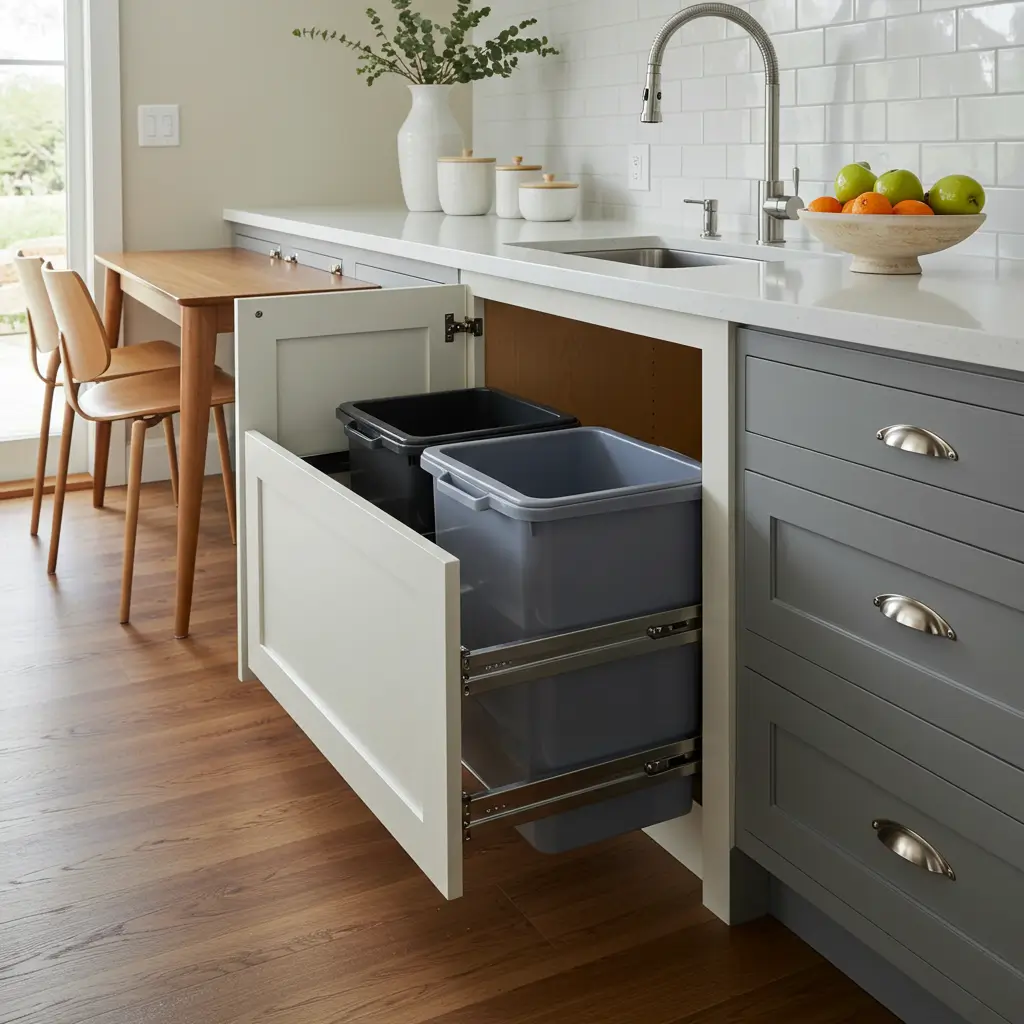 Built-In Trash and Recycling Bins