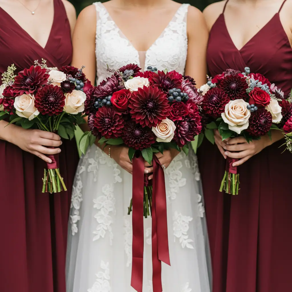 Burgundy Bridesmaid Bouquets