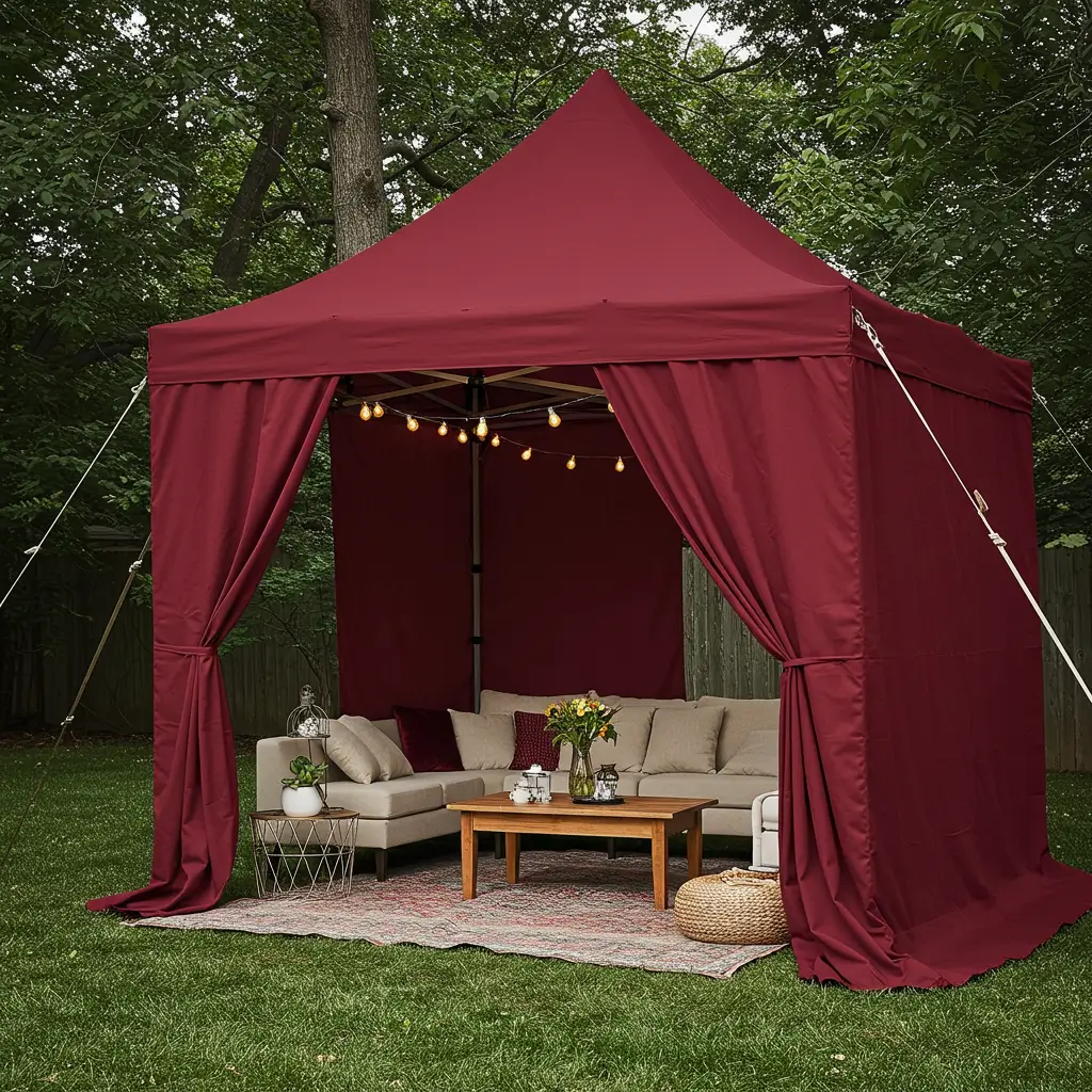 Burgundy Draped Tent Canopy