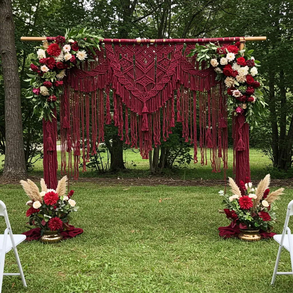 Burgundy Macrame Backdrop