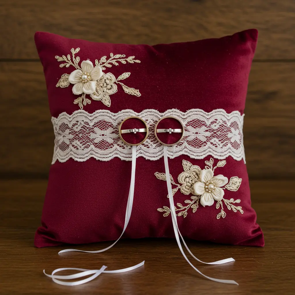 Burgundy Ring Bearer Pillow