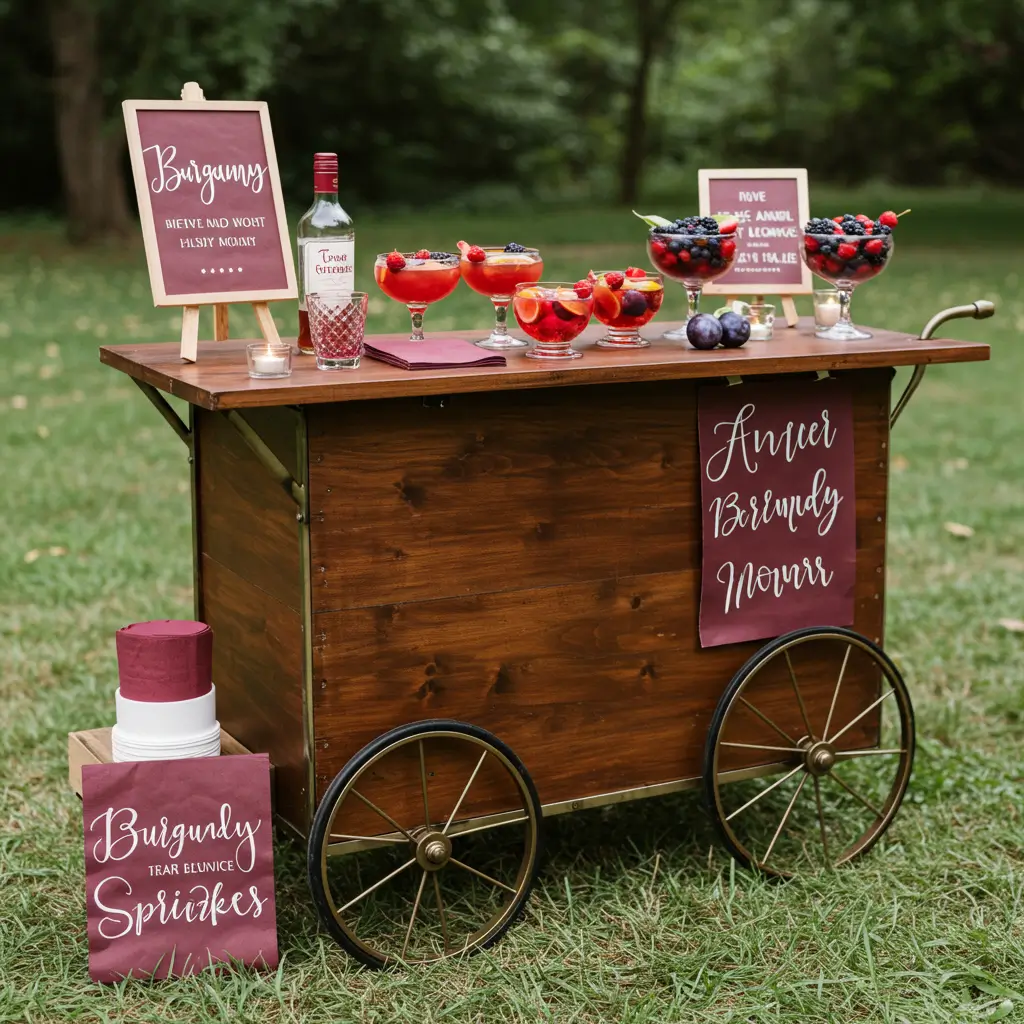 Burgundy-Themed Wedding Bar