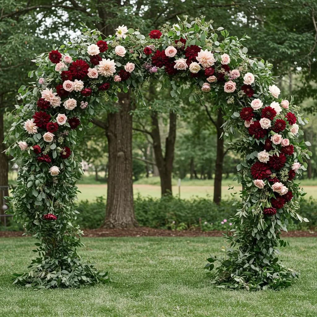 Burgundy and Blush Floral Arch