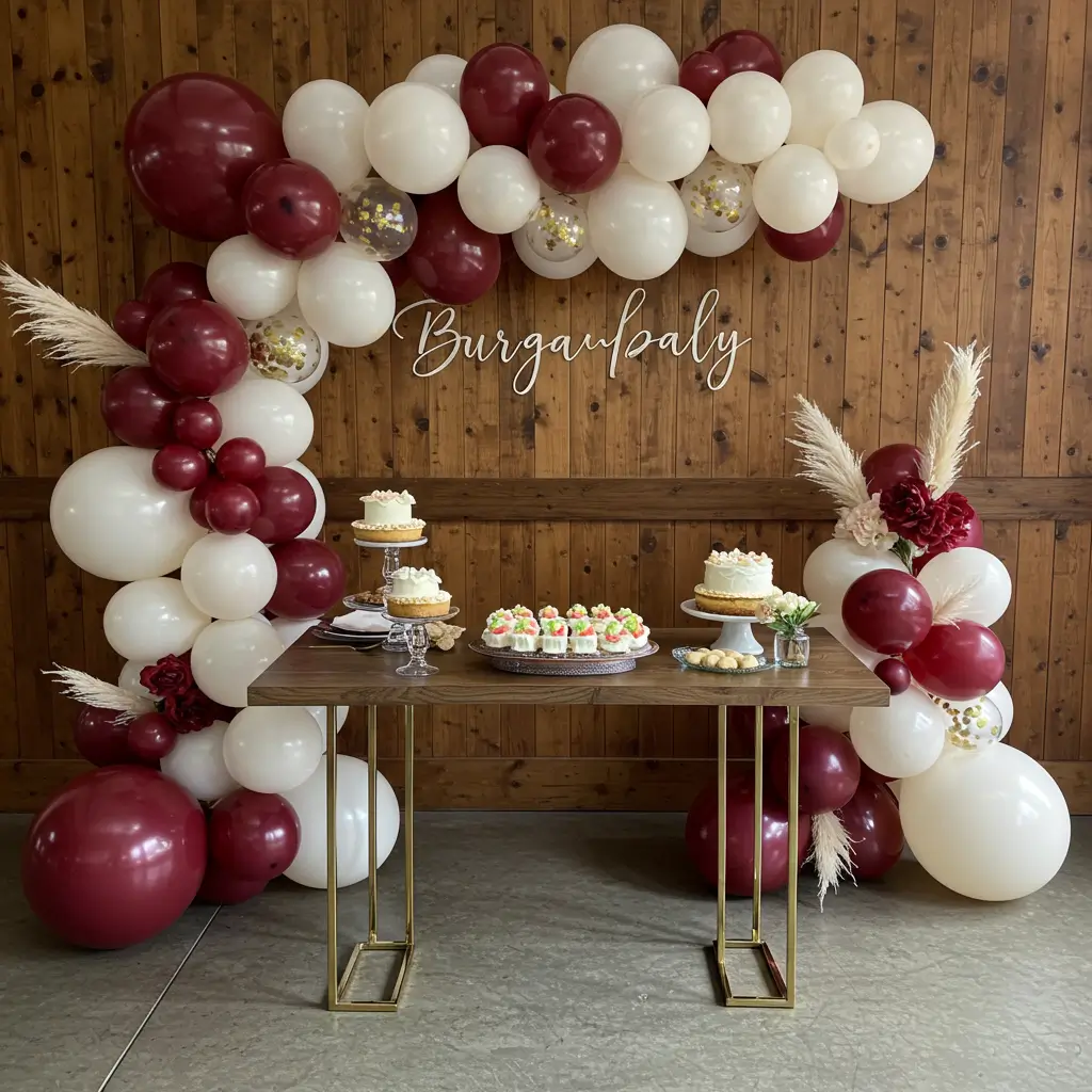 Burgundy and Ivory Balloon Garland