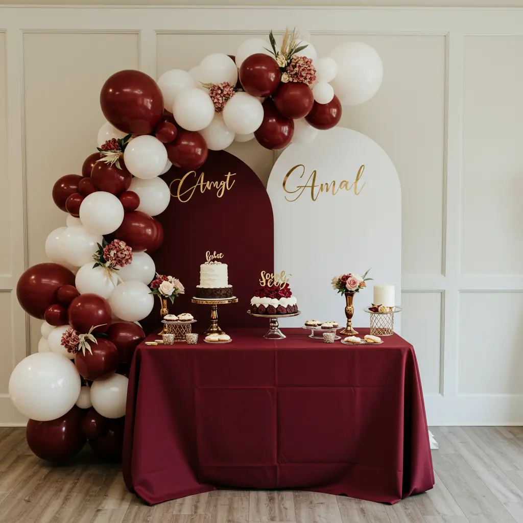 Burgundy and Ivory Balloon Garland