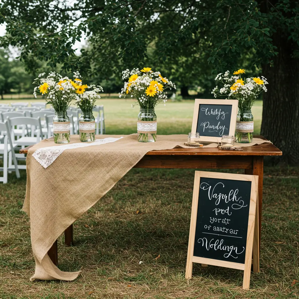 Burlap Draped Table