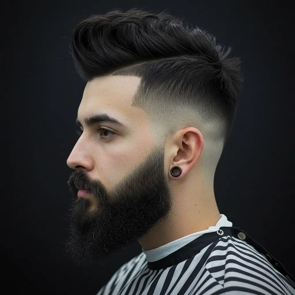 Burst Fade with Connected Beard