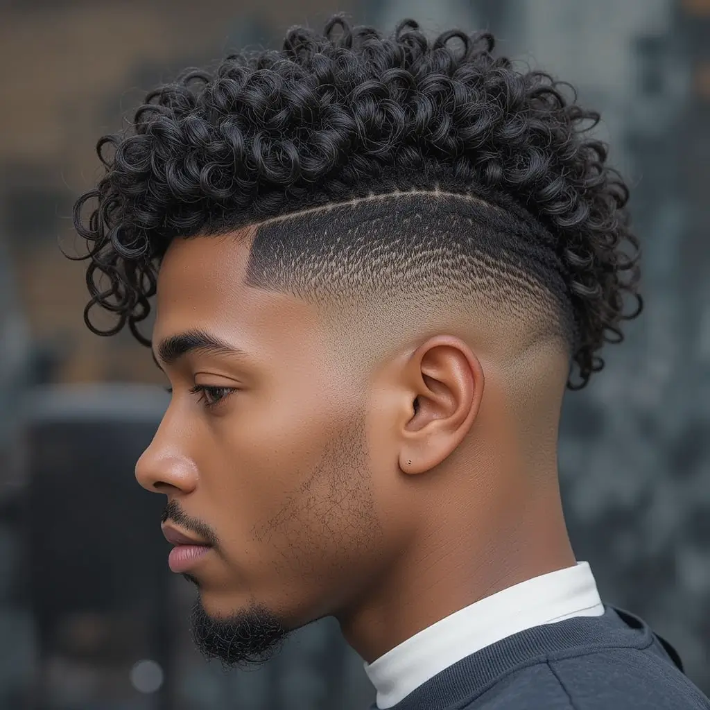 Burst Fade with Curly Mohawk