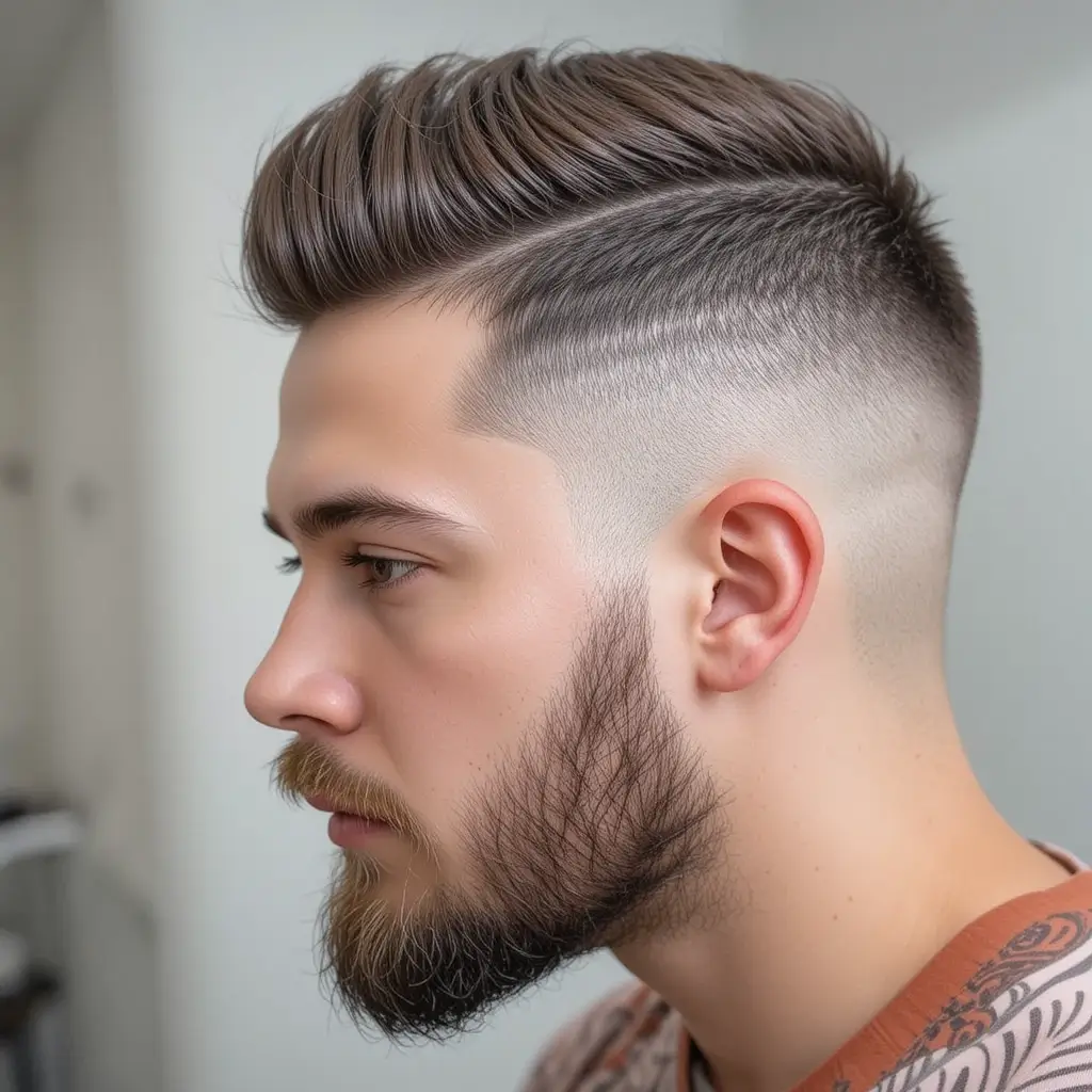 Burst Fade with Full Goatee