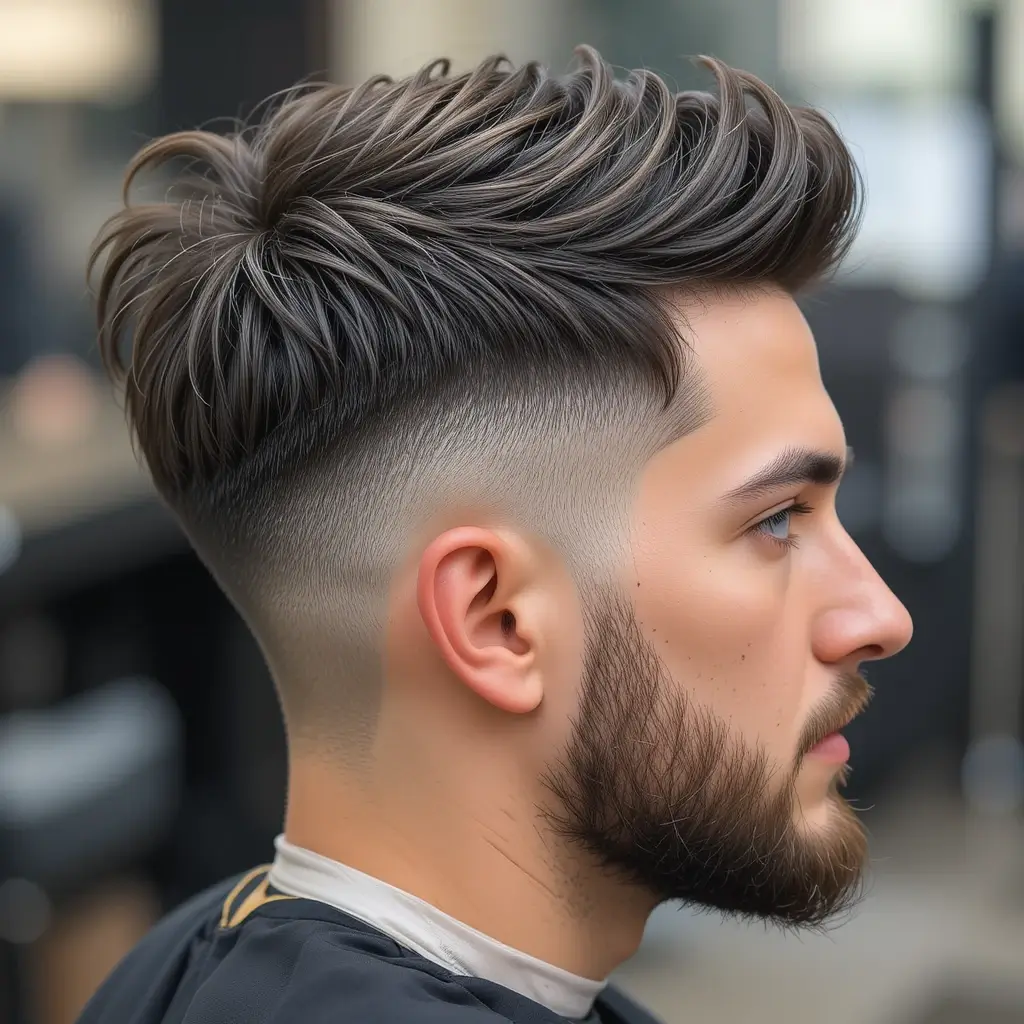 Caesar Cut with Low Fade and Chin Strap Beard