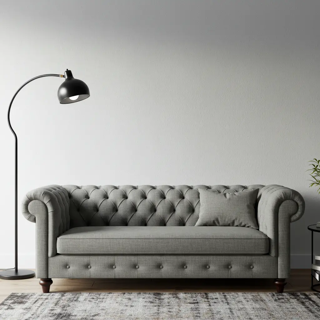 Chesterfield-Style Sofa in Modern Fabric