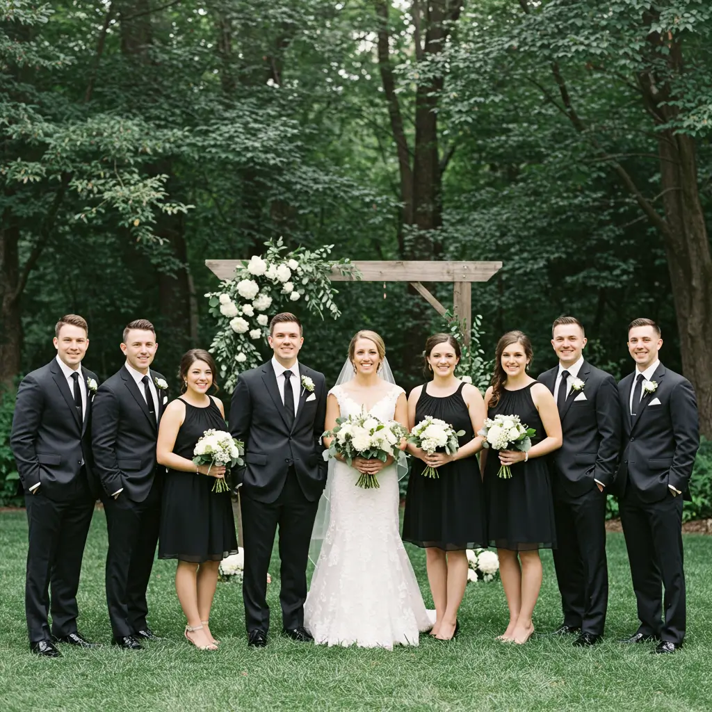 Classic Black Tuxedos and White Dresses