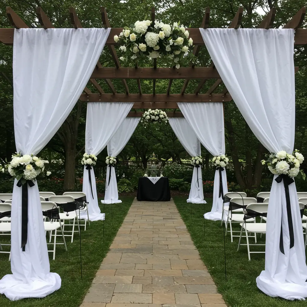 Classic White Drapery with Black Accents