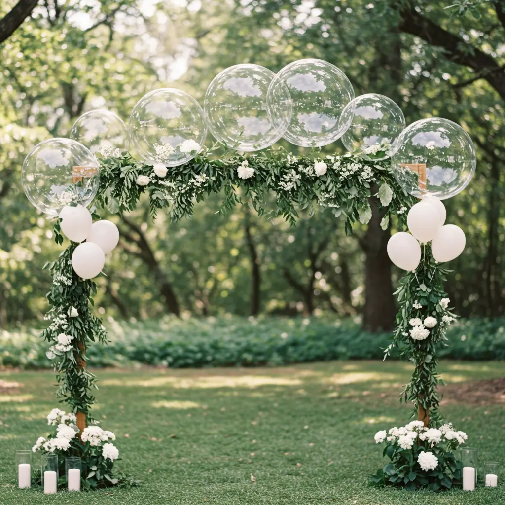 . Clear Bubble Balloons with Greenery