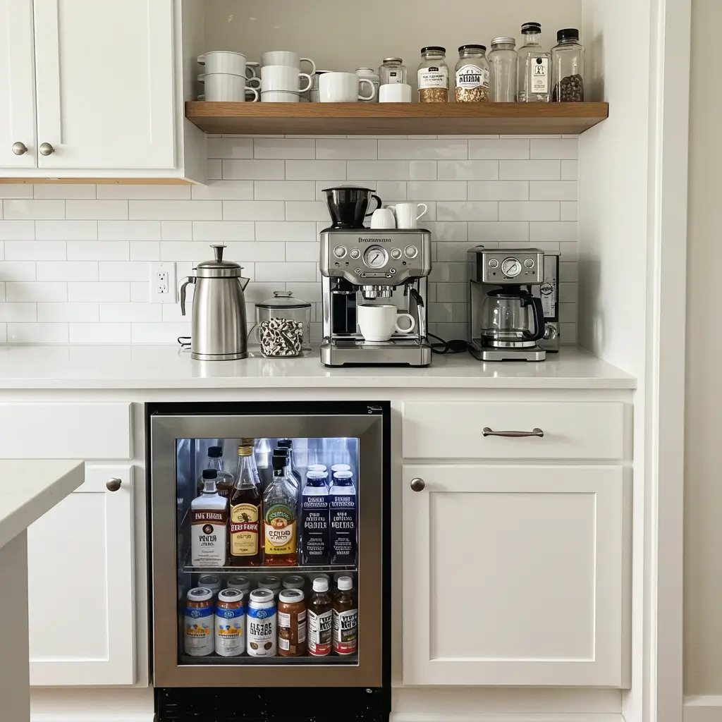 Coffee Station with Mini Fridge