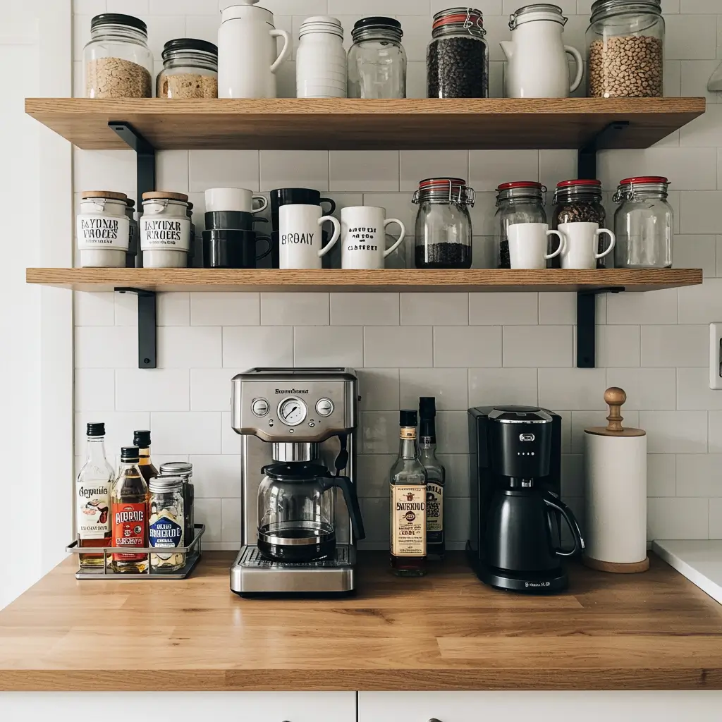 Coffee Station with Open Shelving