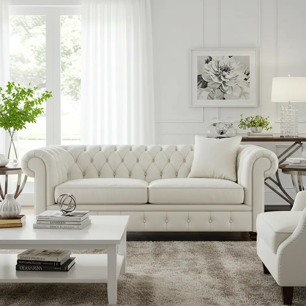 Cream Tufted Chesterfield Elegance